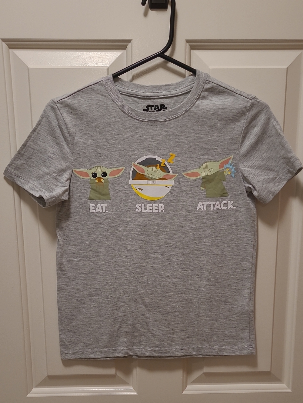 NWOT - Star Wars Grogu Baby Yoda Grey Kids Graphic Tee - 7 / 8